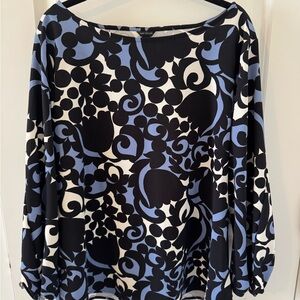 Ann Taylor Black and Blue Patterned Blouse
